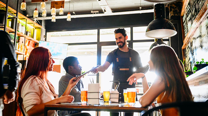 Picture of a waiter in a restaurant